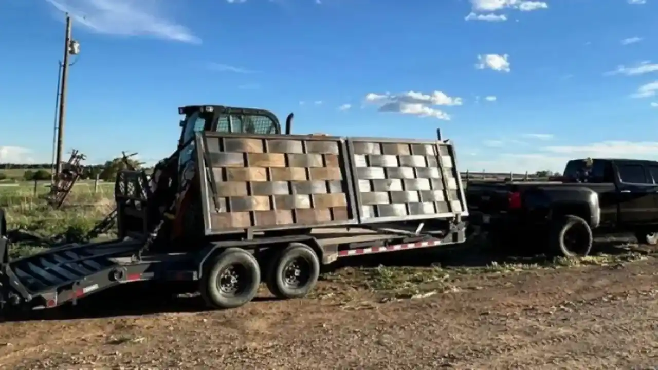 Trailer loaded with metal materials for welding projects